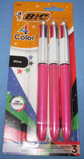 a 3 Pack of Bic 4 Color Pens Shine Edition