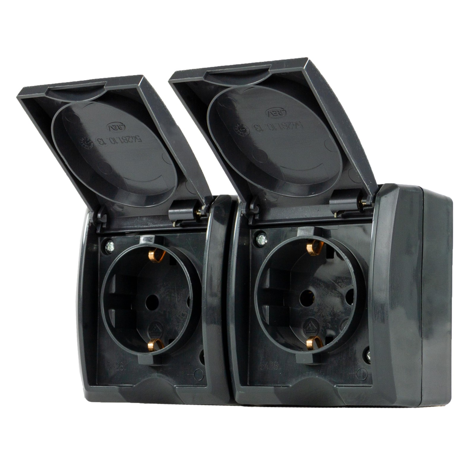 Bloc double prise étanche IP44 saillie anthracite AquaForm pour local technique