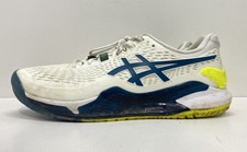 ASICS Gel-Resolution 9 White Navy Yellow Wide Men's Tennis Shoes Size 9