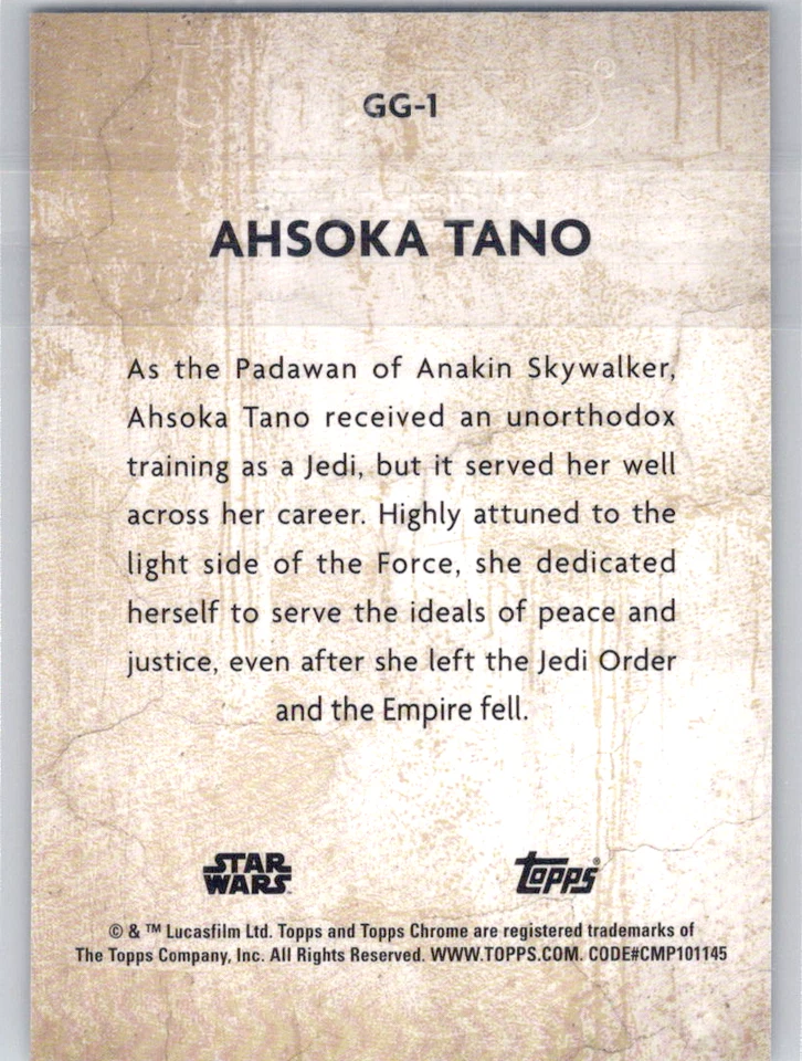 2025 Topps Chrome Star Wars Ahsoka Tano Galactic Graffiti #GG-1 - Image 2 of 2