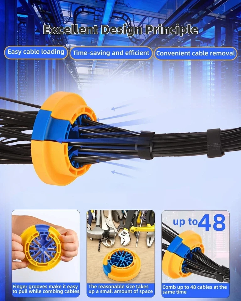 Wire Comb Network Cable Management Cables Wires Up to 1/4 " Cable Organizing - Image 4 of 4