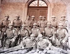 c1914 WWI German Bavarian Troop Group Photo Glass Negative Army Unit Posed War