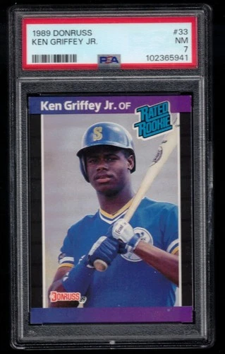 1989 Donruss #33 - Ken Griffey Jr (RC), PSA 7 (NM)