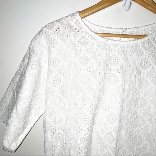 NWT Current/Elliot White Eyelet T-shirt Mini Dress Sz 0 Boho Festival Prairie - Picture 6 of 9