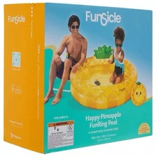 Funsicle Happy Pineapple FunRing Pool Inflatable 48” Diameter Kiddie Pool Summer