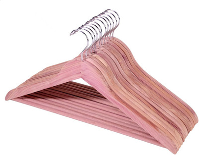 Solid Cedar Hangers 12 Pack, Sturdy Wooden Hangers with 360 Degree Swivel Hook,