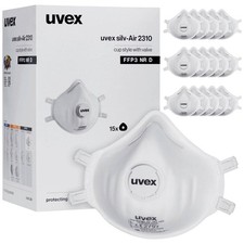 uvex silv-Air Dust Mask FFP3 Valved 15 pcs EN149:2001+A1:2009
