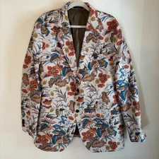 Banana Republic Blazer Men's 46R Jacobean Floral Linen Tailored Slim Suit Jacket