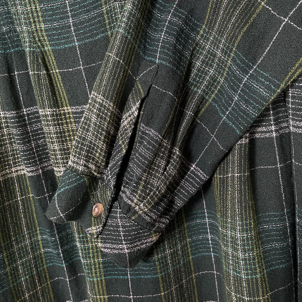 Blusa túnica J. Jill a cuadros pintucked popover para mujer L verde plisada cuello en V Foto 4 de 4