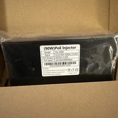 Gigabit PoE Injector 90W ethernet IEEE 802.3af/at/bt Up to 100M for CCTV Camera