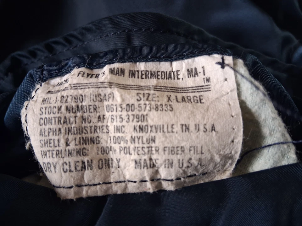 VTG Alpha Industries MA-1 Flyers Blue Bomber Jacket Size Men’s XL Made USA - Image 3 of 4