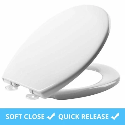 BW-HOUSEWARE LUXURY OVAL HEAVY DUTY SOFT CLOSE TOILET BATHROOM SEAT WITH TOP FIXING HINGES