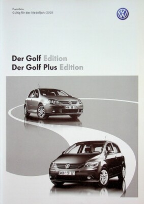 292816) VW Golf V - Plus - Edition - Preisliste & Extras - Prospekt 02/2008