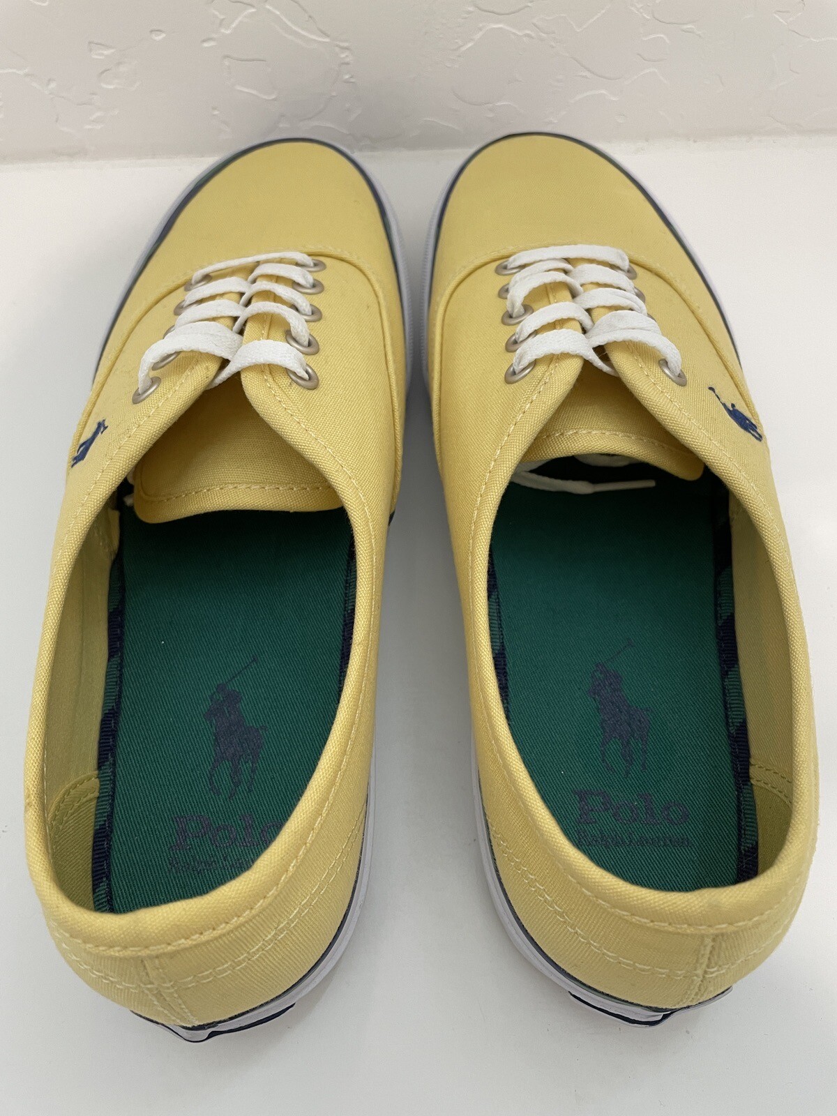 Polo Ralph Lauren Keaton pony scarpe da uomo stringate in tela gialle taglia 8 5