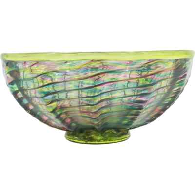 Little River Hotglass - Ribbed Vortex Bowl in Lime Multi by Michael Trimpol