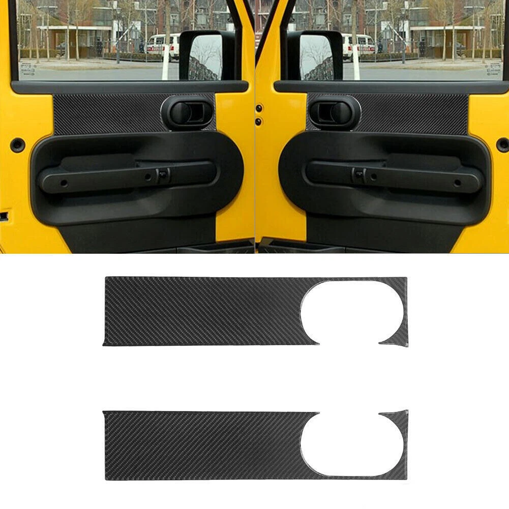 For Jeep Wrangler 2Pcs Carbon Fiber Interior Front Door Panel Frame Cover Trim