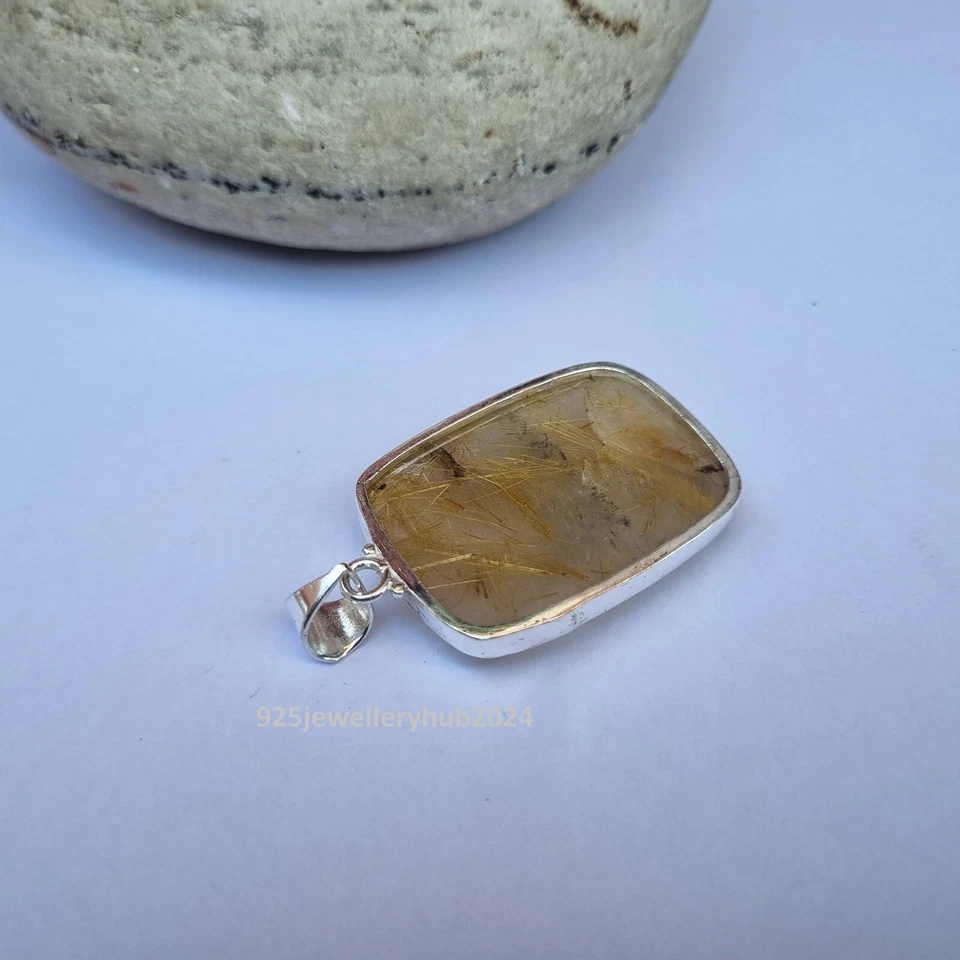 Nice Rutile Quartz Gemstone Pendant 925 Sterling Silver Handmade Pendant PG4754 - Image 3 of 4