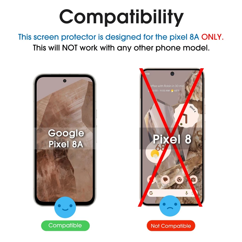 amFilm for Google Pixel 8A Screen Protector Tempered Glass（3+1 Pack） - Image 2 of 4