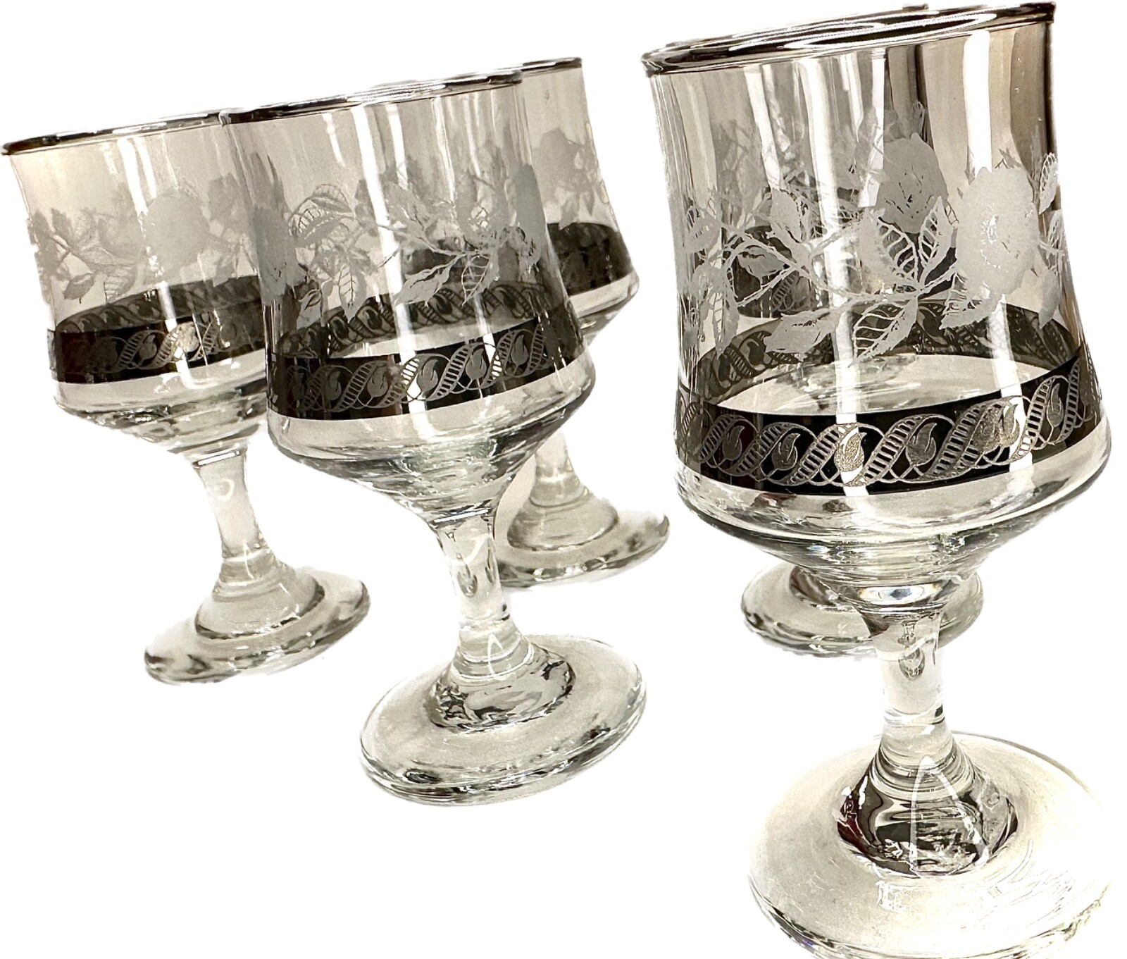 6 Vintage boxed Dema Sherry Glasses 1970's Silver perfect Mother’s Day