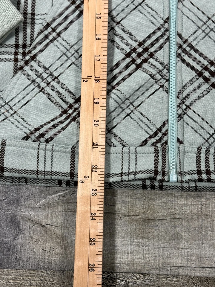 Chaqueta Patagonia para mujer pequeña azul verde azulado a cuadros cremallera completa con capucha senderismo al aire libre Foto 4 de 4