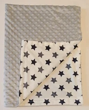 Boritar Baby Blanket White Gray Black Stars Minky Bumpy Dot