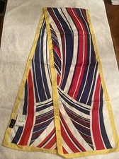Vintage Cejon 60” X 10” Yellow Red & Blue Scarf Wrap