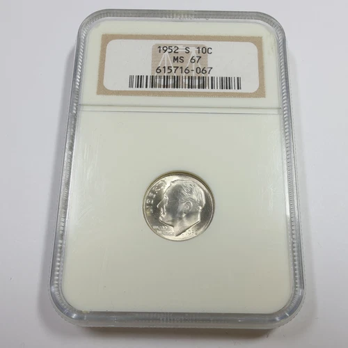 1952 S NGC MS67 - Silver Roosevelt Dime 10c US Coin #55150B