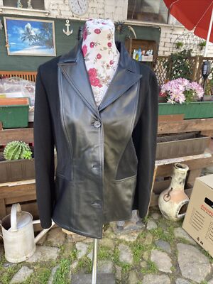 BODE Damen Lederjacke Mit Strick Gr 42 Schwarz Zustand Gut Gebraucht Schurwolle
