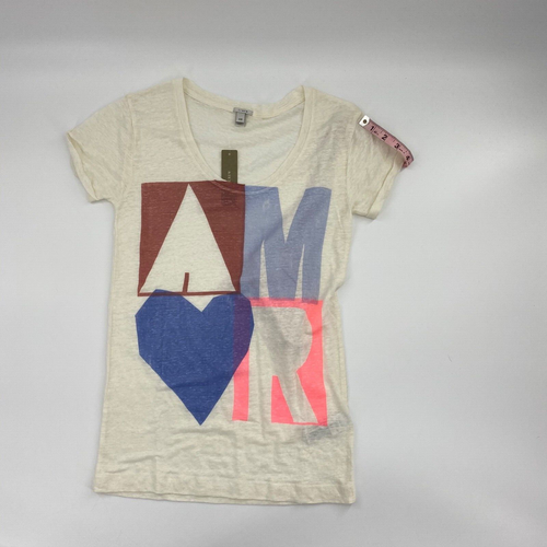 J. Crew vintage women's Ivory "Amor" scoop neck t-shirt 100% linen - Picture 8 of 9