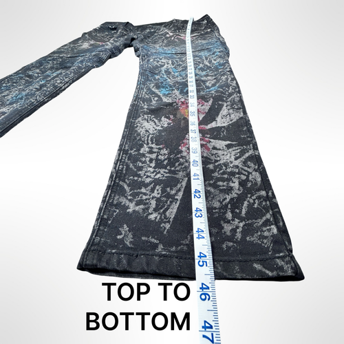 Jeans Lion Dynasty uomo TG 42x32 nero Y2K tie dye design grunge pieghe elasticizzato - Foto 12 di 19