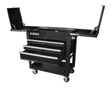 Sunex 3 Drawer Slide Top Utility Cart With Power - Black