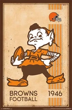 Cleveland Browns NFL Retro 1940s-Style Brownie the Elf Logo 22x34 Wall POSTER