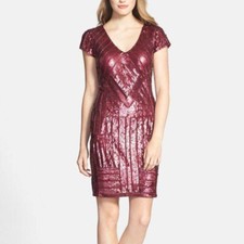 Adrianna Papell Embellished Chiffon RED SIZE 2 #371 NWT