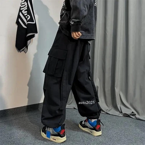 Mens Loose Wide Legs Overalls Casual Trousers Streets Baggy Cargo Pants Hip Hop - Bild 6 von 26