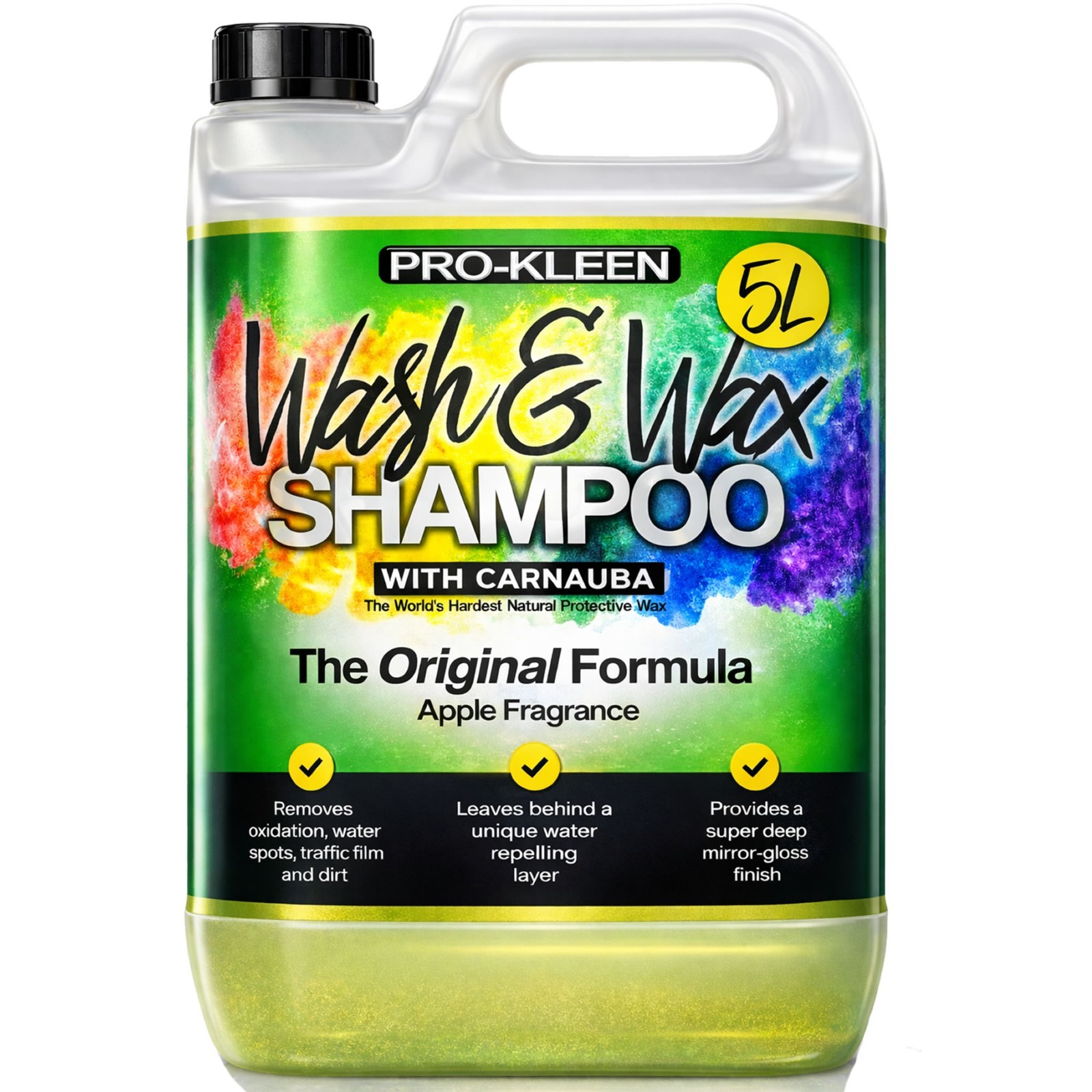 ProKleen Wash & Wax Shampoo Apple Carnauba Shine Polish Car Valet Cleaning 5L