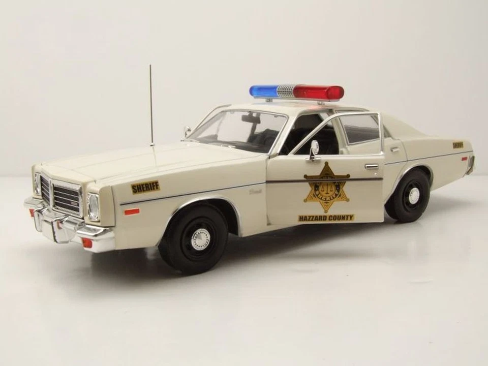 Dodge Coronet Hazzard County Sheriff 1975 Beige Modellino 1:18 Greenlight - Immagine 4 di 4