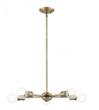 Livex Lansdale 5 Light Chandelier Antique Brass with Bronze Accents - 46135-01