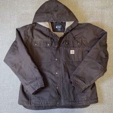 Carhartt Hooded Lined Brown Relaxed Fit Men's Jacket Large 0J3826-M Sherpa
