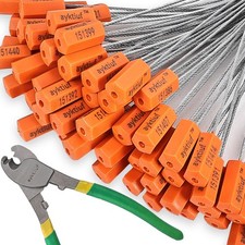 60 PCS Orange Numbered Security Steel Cable Seals Tamper Proof Tags For Truck