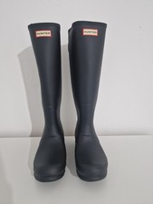 Image of Hunter Original Tall Adjustable Wellington Boots – Black – UK 7