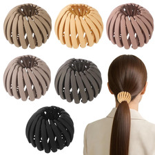 6 Pcs Bird Nest Magic Hair Clip, Expandable Bun Maker with Matte Surface, Retro