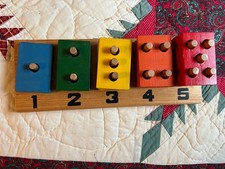Vintage Wooden Number Sorter Counting Squares