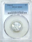 1943-D Lincoln Steel Cent PCGS MS66 Frosty Just Graded PQ New Holder #S339Q