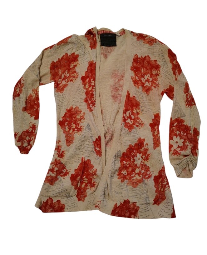 Anthropologie Guinevere Cardigan Floral Size Medium 100% Cotton