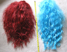 Disney Princess ELSA ANNA ARIEL Blue Red Costume LONG WIGS LOT 2 Child Sz HAIR