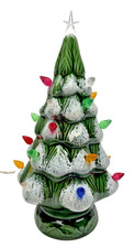 Vintage Ceramic Christmas Tree Lighted  Flock...