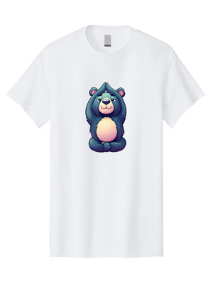 Meditating-Bear-1 Mens Graphic Tee, 100% Cotton, Casual Summer Wear