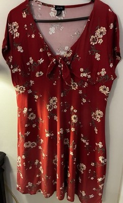 Justify Women s Dress, Rust Orange With Flowers Pre-loved,Good Condition Size 1X