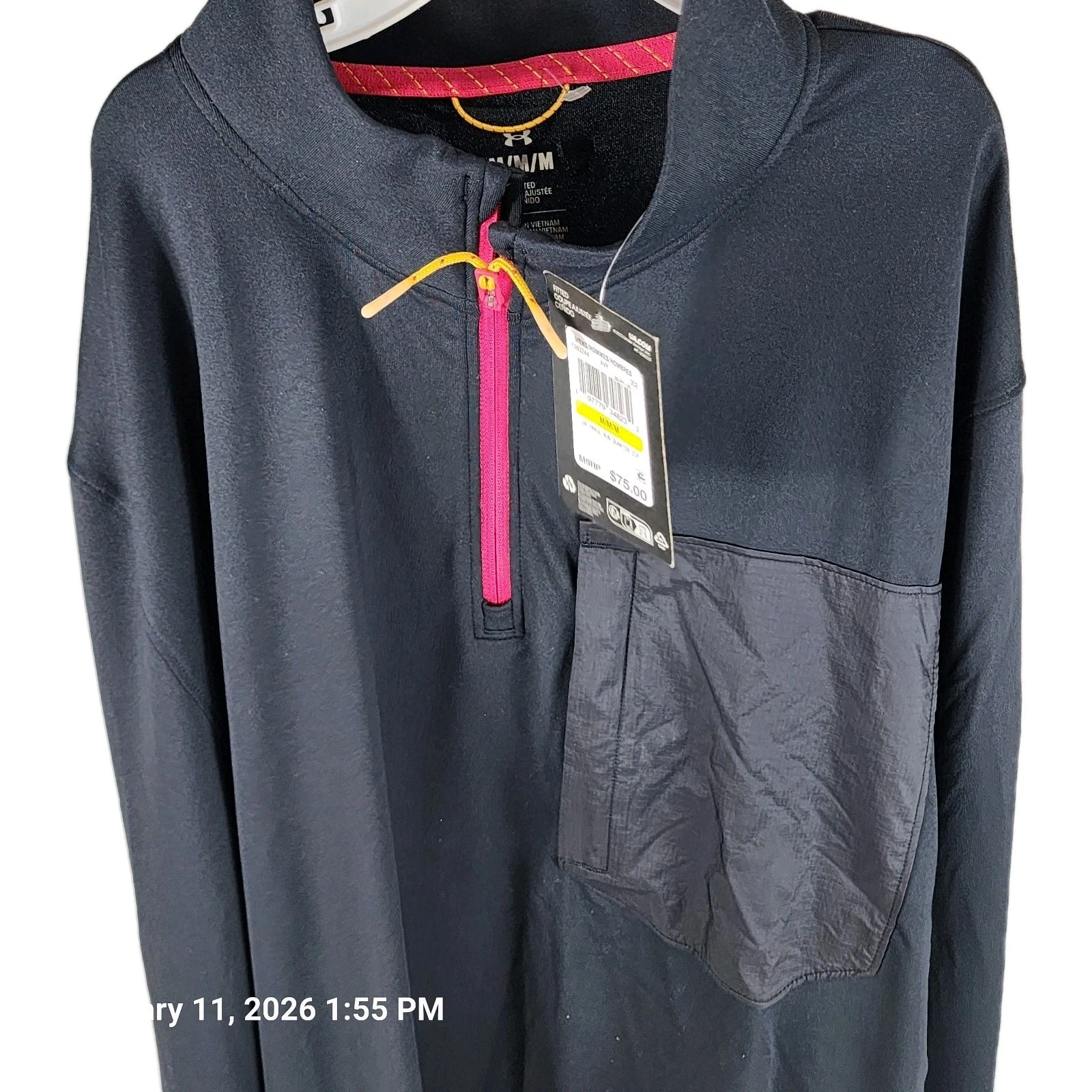 Under Armour Run Trail Quarter Zip Men's Size Medium Shirt Black Reflective New