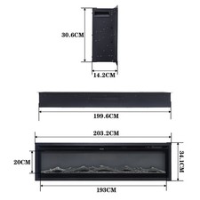 40"-100" Electric Fire Media Wall Glass Fireplace LED Free Stand/Insert Mounted